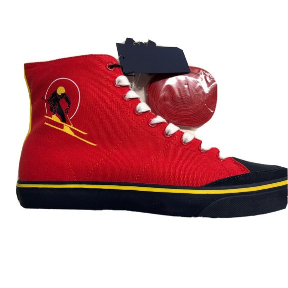 Polo Ralph Lauren Men Shoes Solomon Christmas Red Ski Canvas Sneakers Sz 10 10.5 - Picture 6 of 8